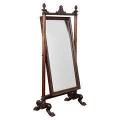 19. Jahrhundert Mahagoni Standing Tilting Floor Mirror aus Dänemark