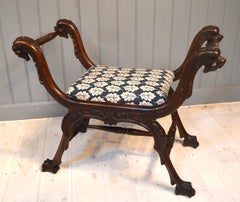 19th Century Mahogany Stool in the Italian Renaissance Style