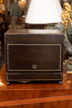 19th Century Mahogany Tantalus with Brass Stringing