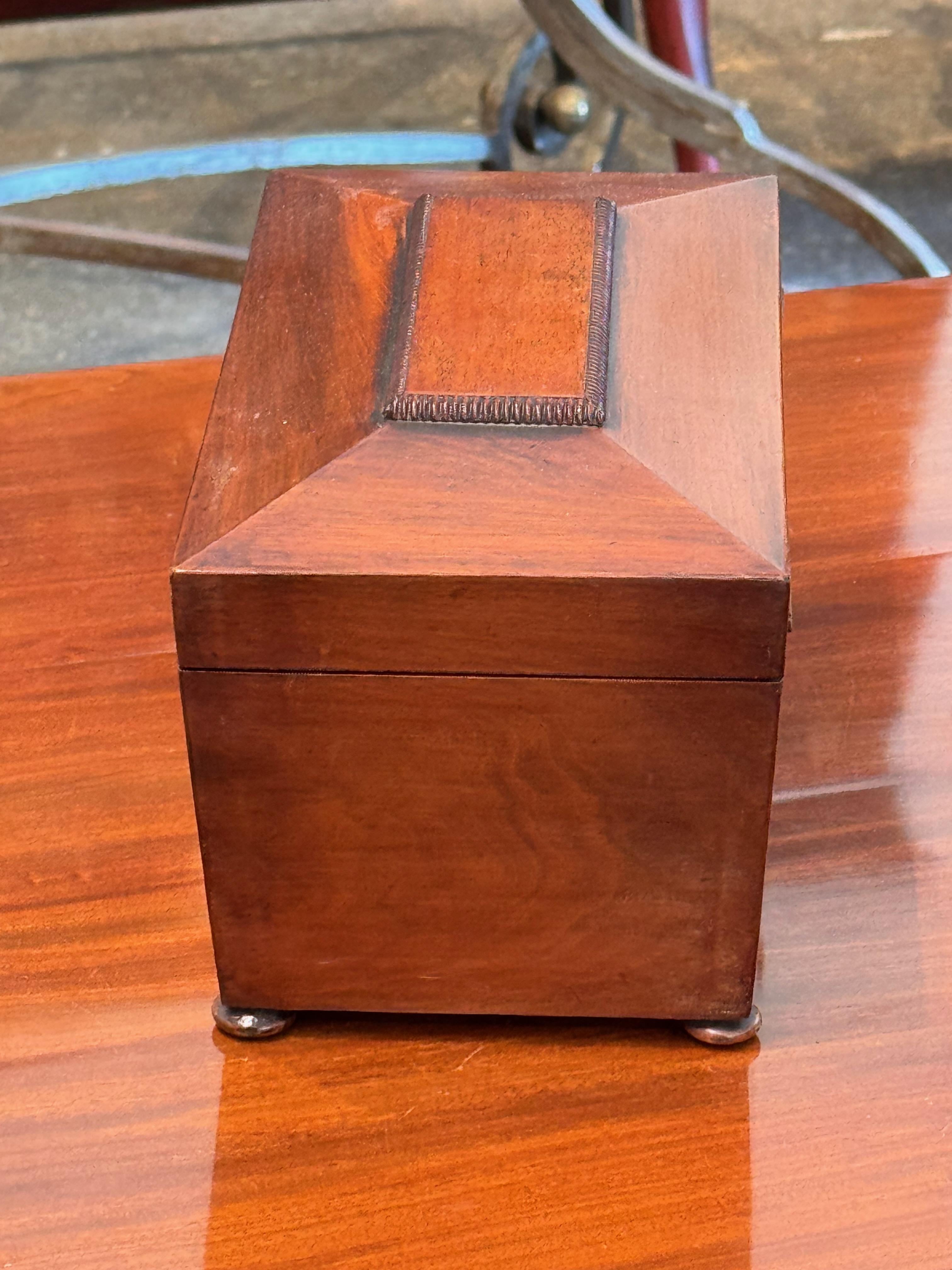 19th Century Mahogany Tea Caddy With Divided Interior in vendita 2