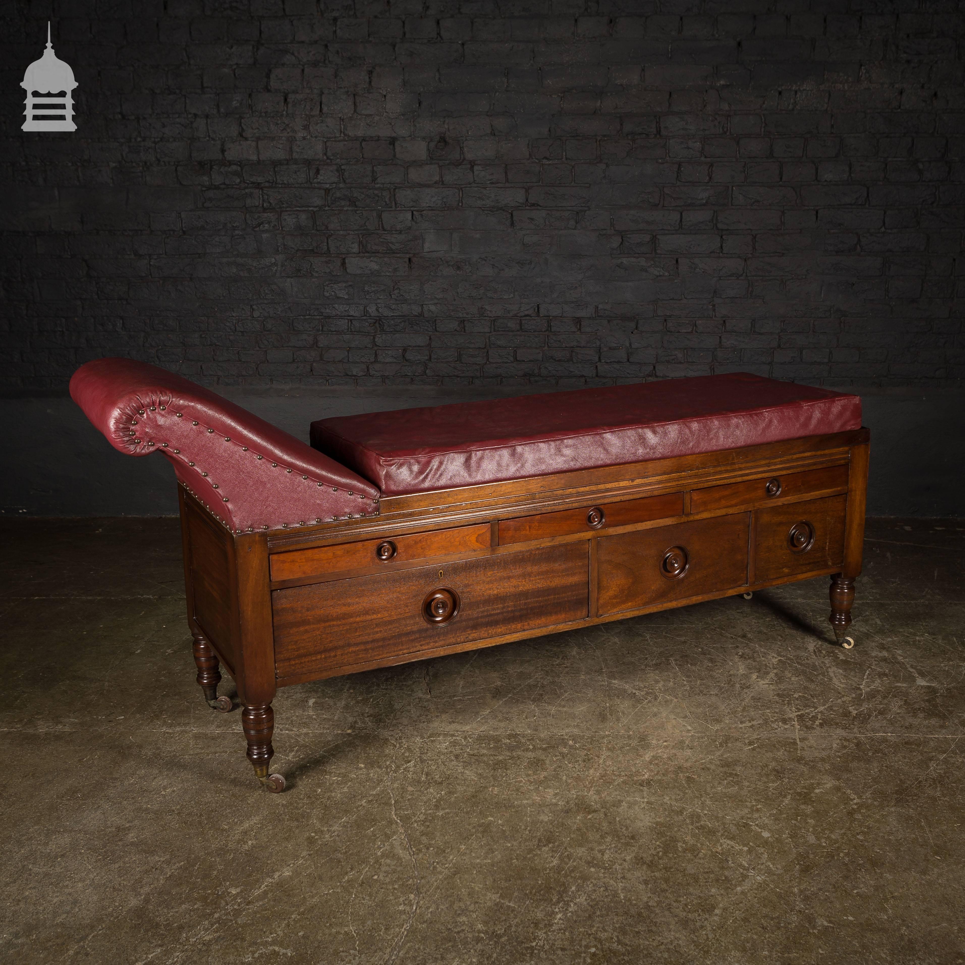 19th Century Mahogany Therapists Couch with Drawers and Inset Handles For Sale 3