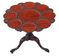 19th Century Mahogany Tilt-Top Oyster Supper Serving Table