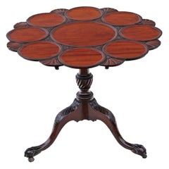 19th Century Mahogany Tilt-Top Oyster Supper Serving Table