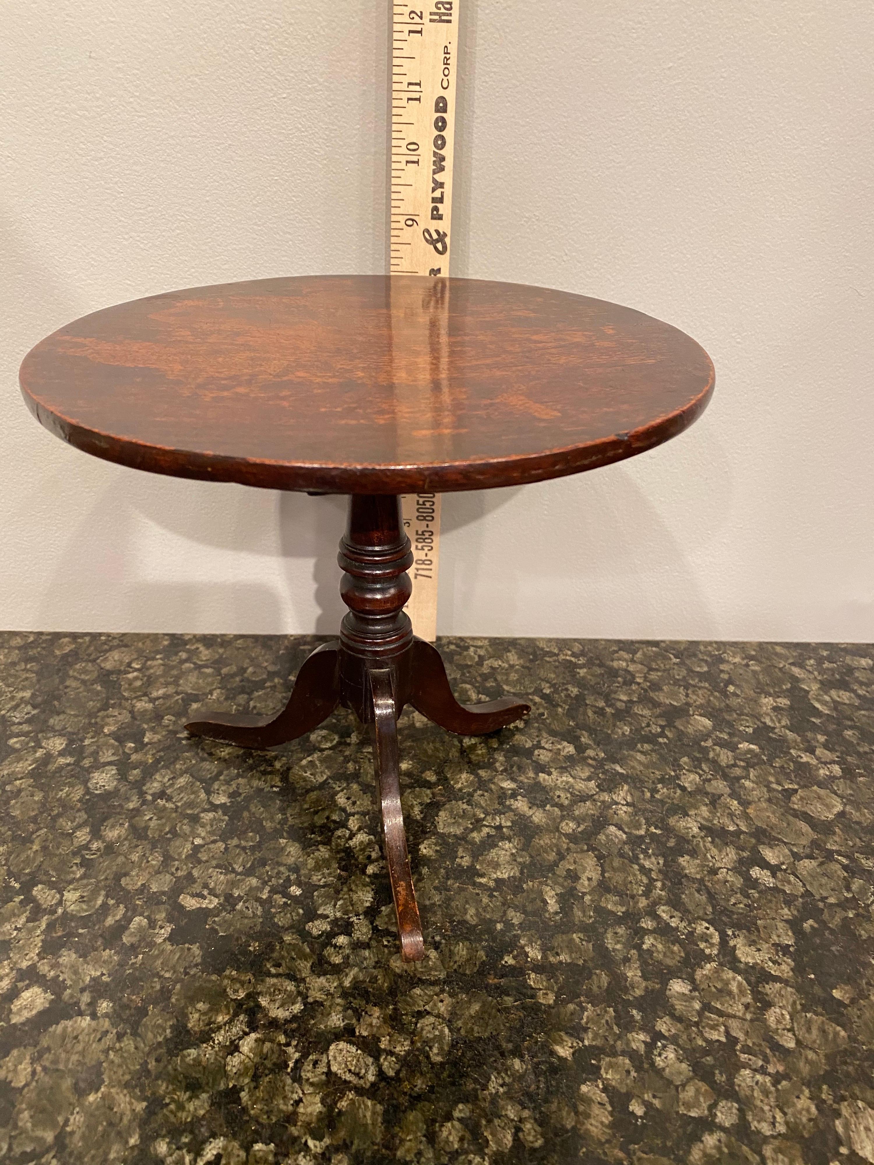 Polished 19th Century Mahogany Tilt-Top Tripod Table, Mini, Salesman or Example Sample For Sale
