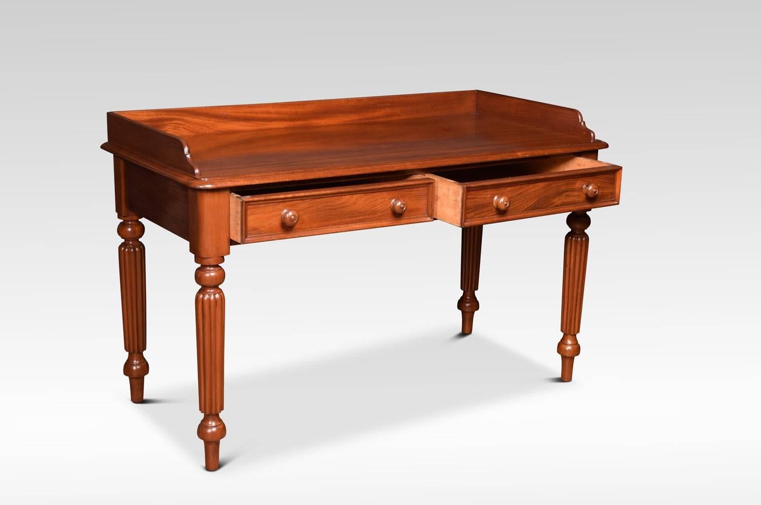 British 19th Century Mahogany Two-Draw Writing Table