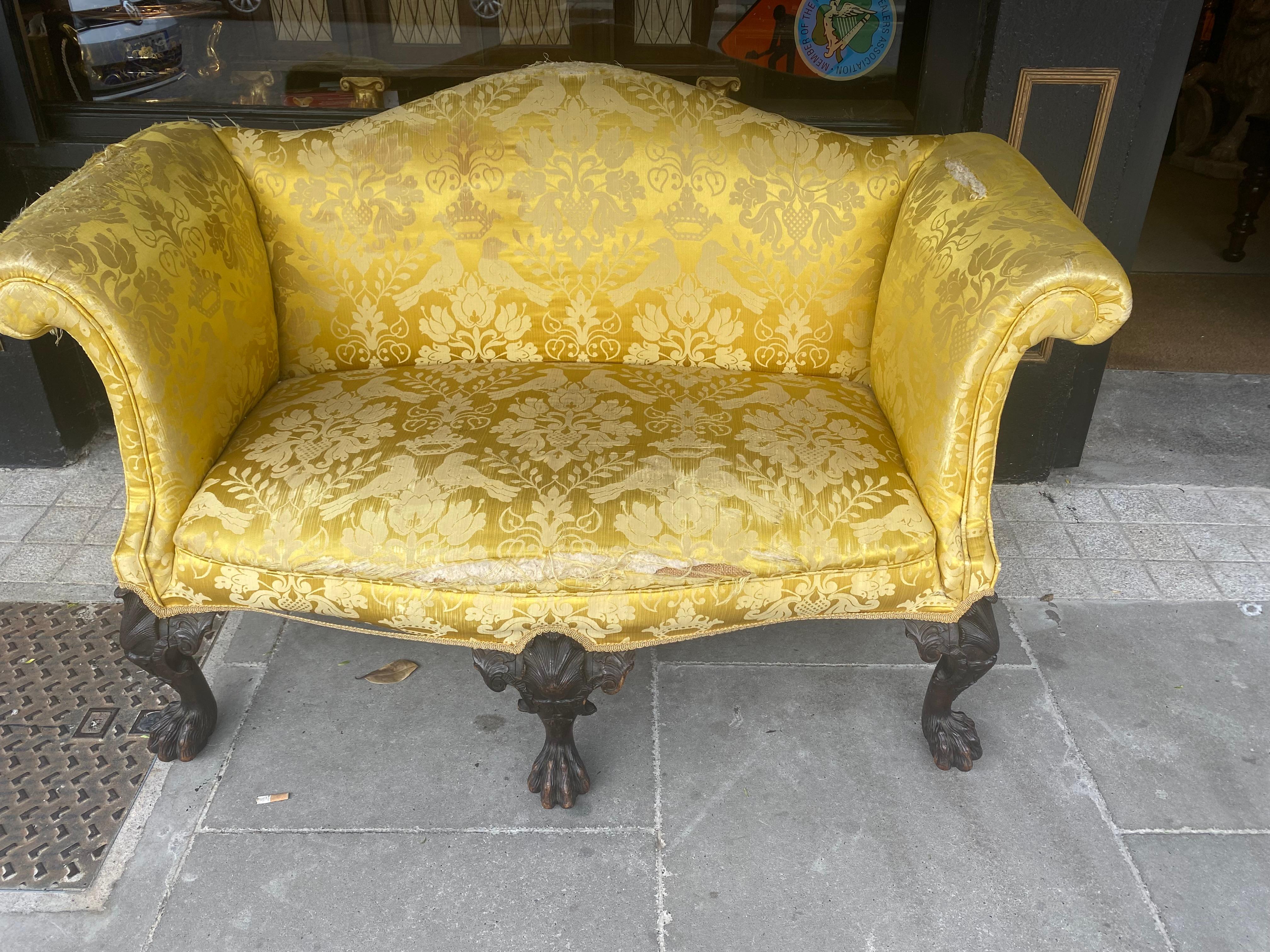 19th Century Mahogany & Upholstered Window Seat In Good Condition In Dublin 8, IE