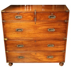 Antique 19th Century Mahogany Victorian Campaign Chest of Drawers