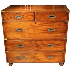 19th Century Mahogany Victorian Campaign Chest of Drawers