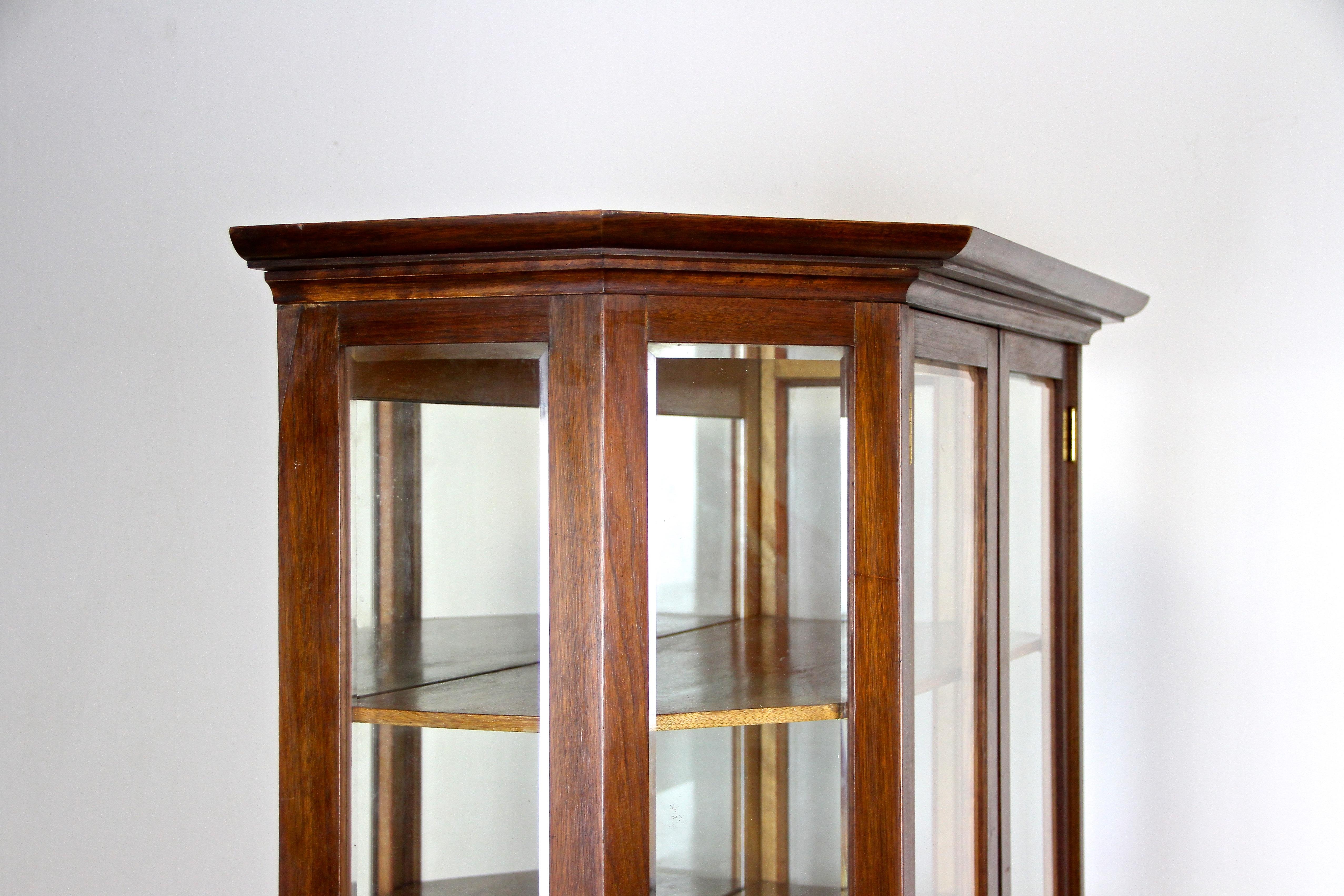 19th Century Mahogany Vitrine Cabinet with Faceted Glass, Austria, circa 1910 For Sale 3