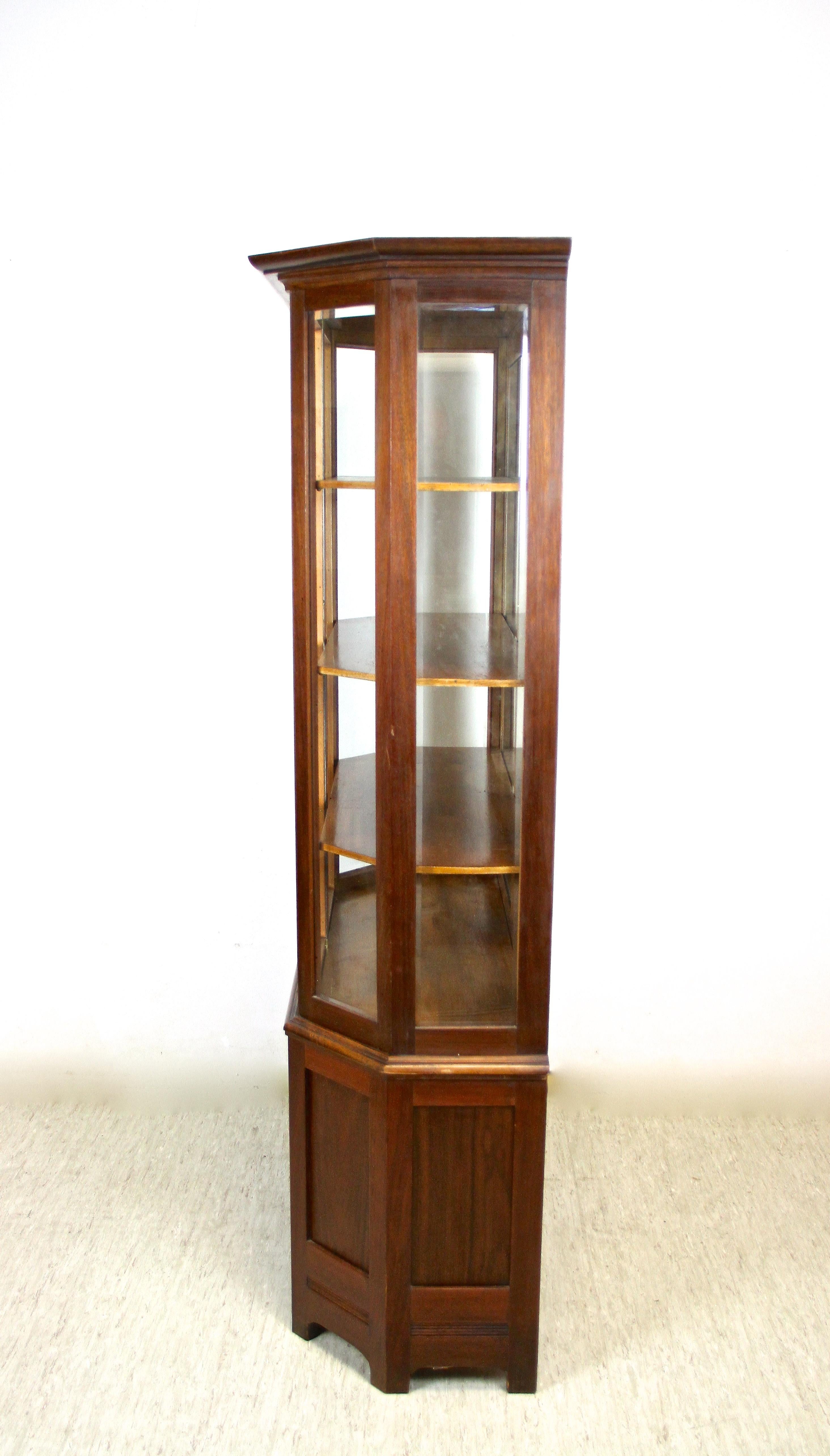 19th Century Mahogany Vitrine Cabinet with Faceted Glass, Austria, circa 1910 For Sale 4