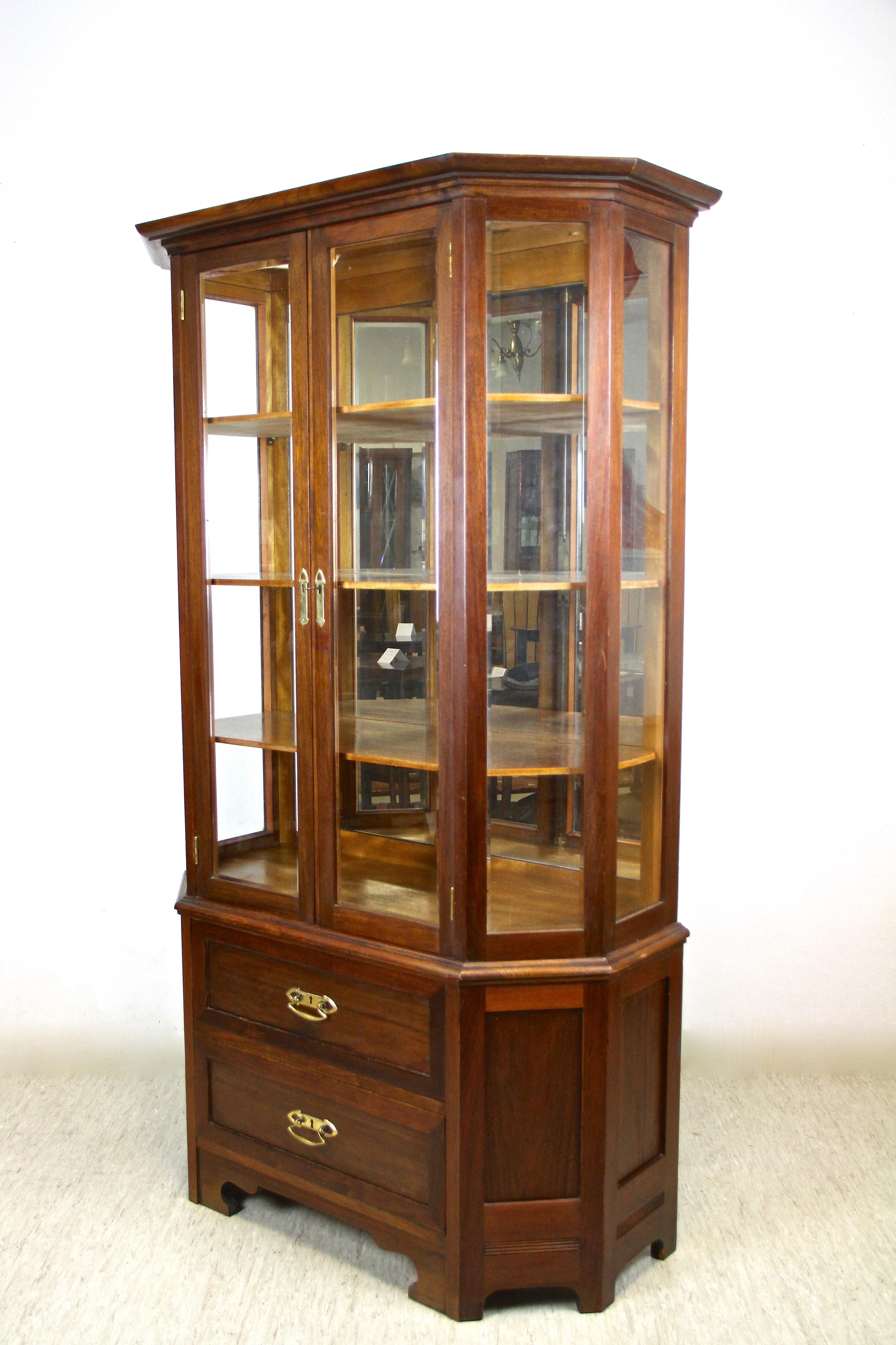 19th Century Mahogany Vitrine Cabinet with Faceted Glass, Austria, circa 1910 For Sale 6