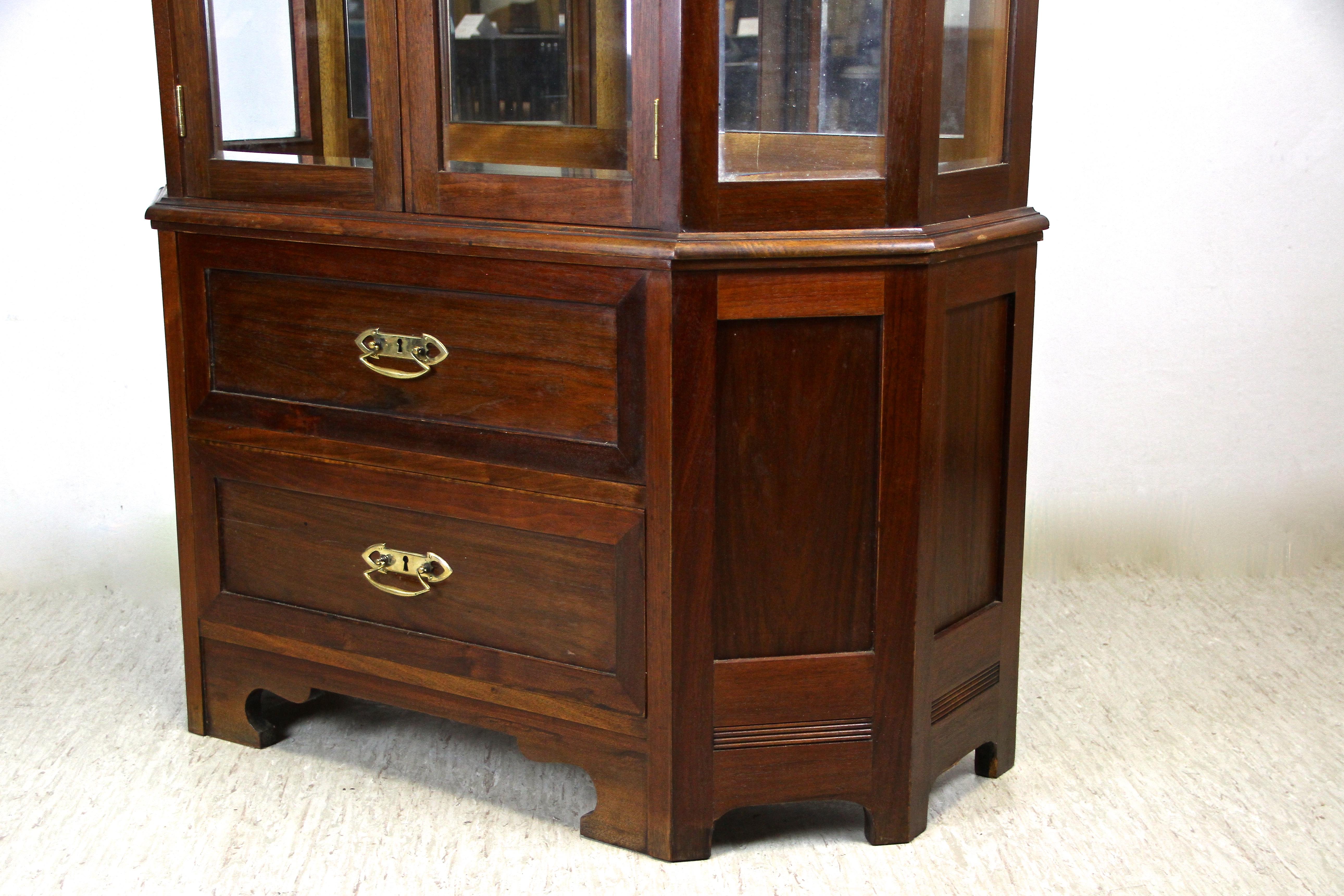 19th Century Mahogany Vitrine Cabinet with Faceted Glass, Austria, circa 1910 For Sale 7