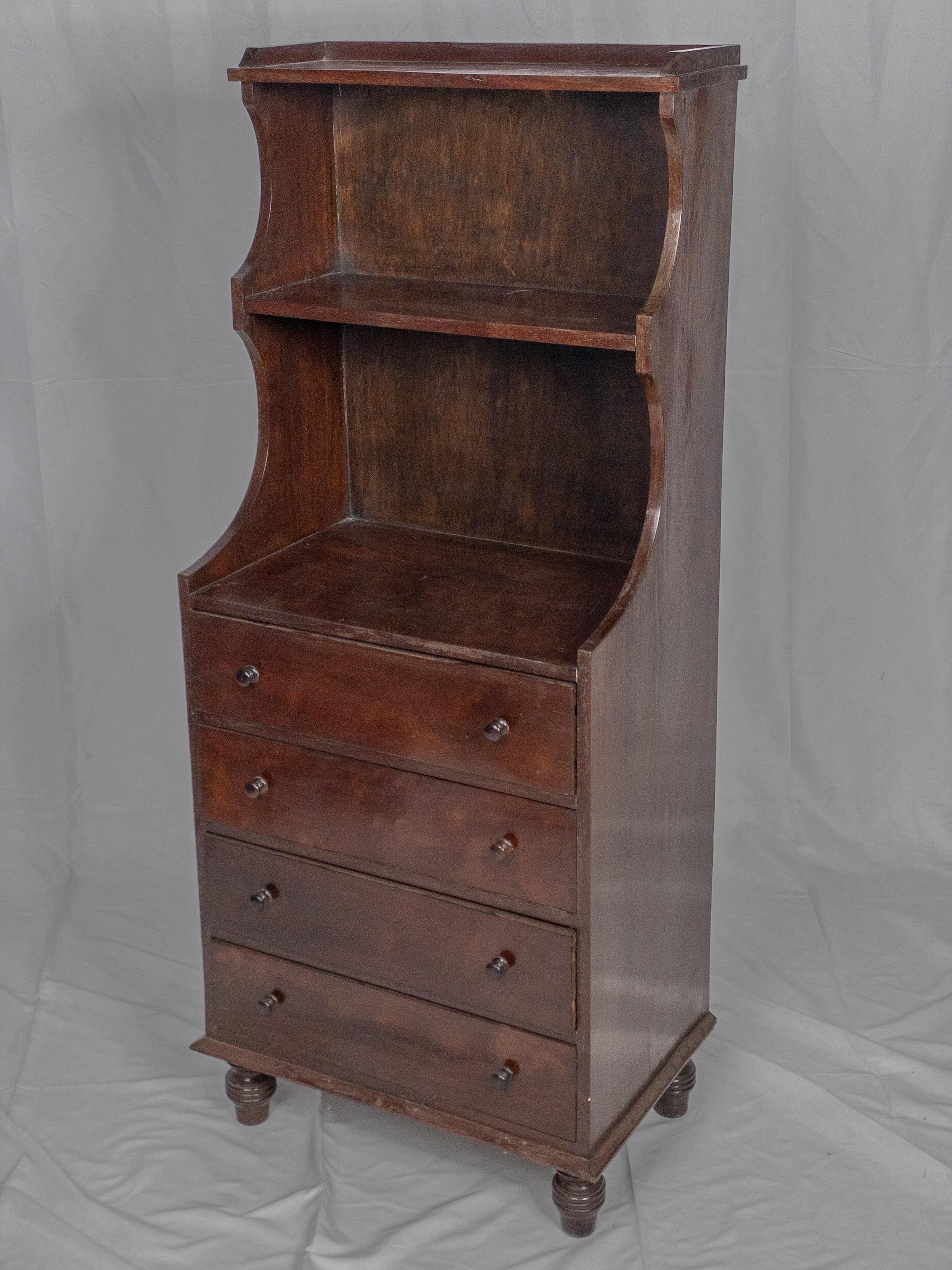 Carved 19th Century Mahogany Waterfall Bookcase For Sale
