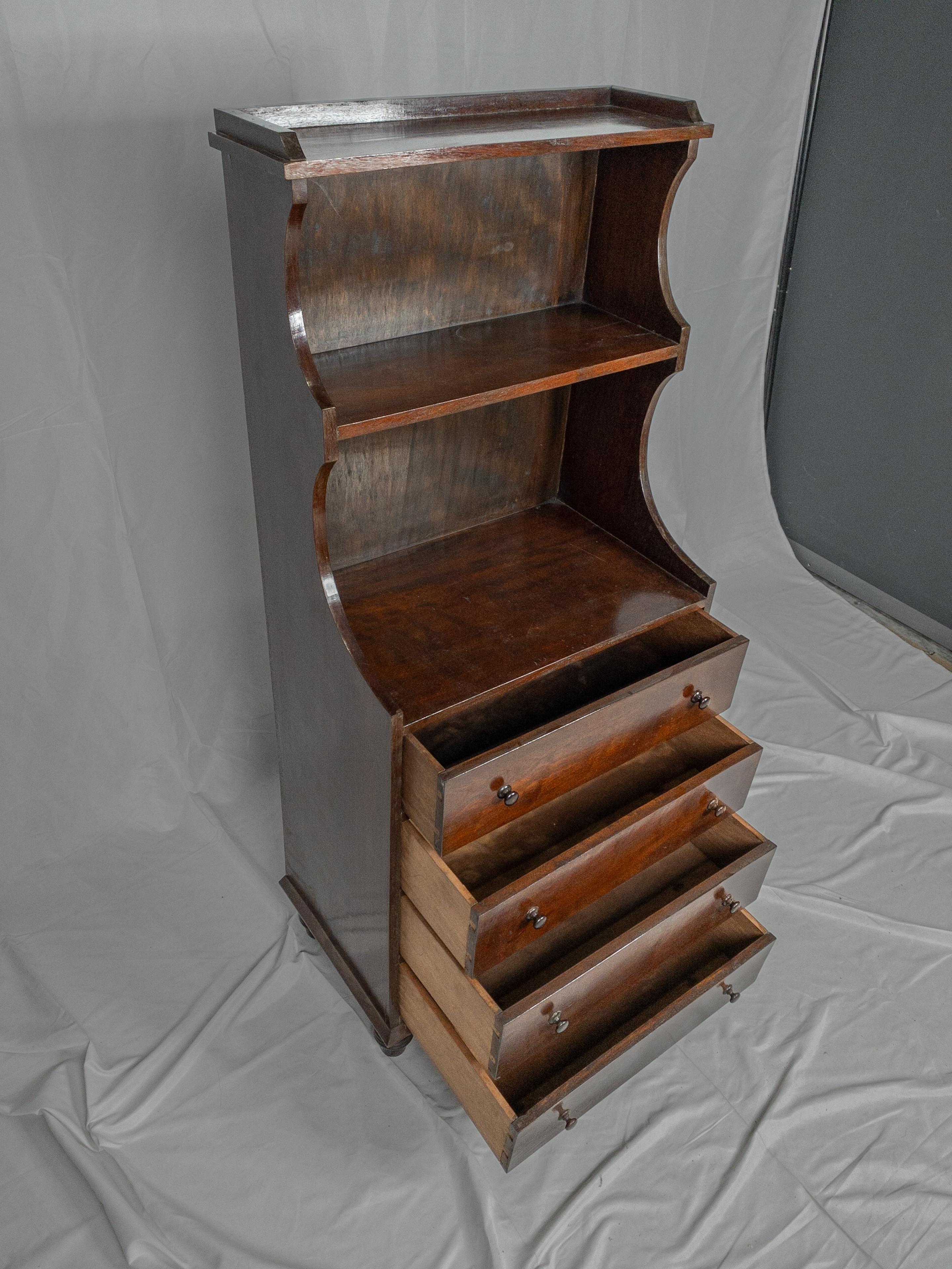 Wood 19th Century Mahogany Waterfall Bookcase For Sale