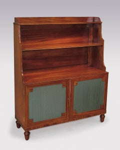 19th Century Mahogany Waterfall Bookshelves with Panelled Doors
