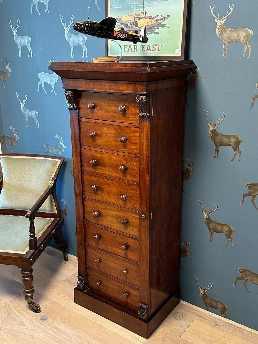19th Century mahogany Wellington chest of drawers For Sale 3