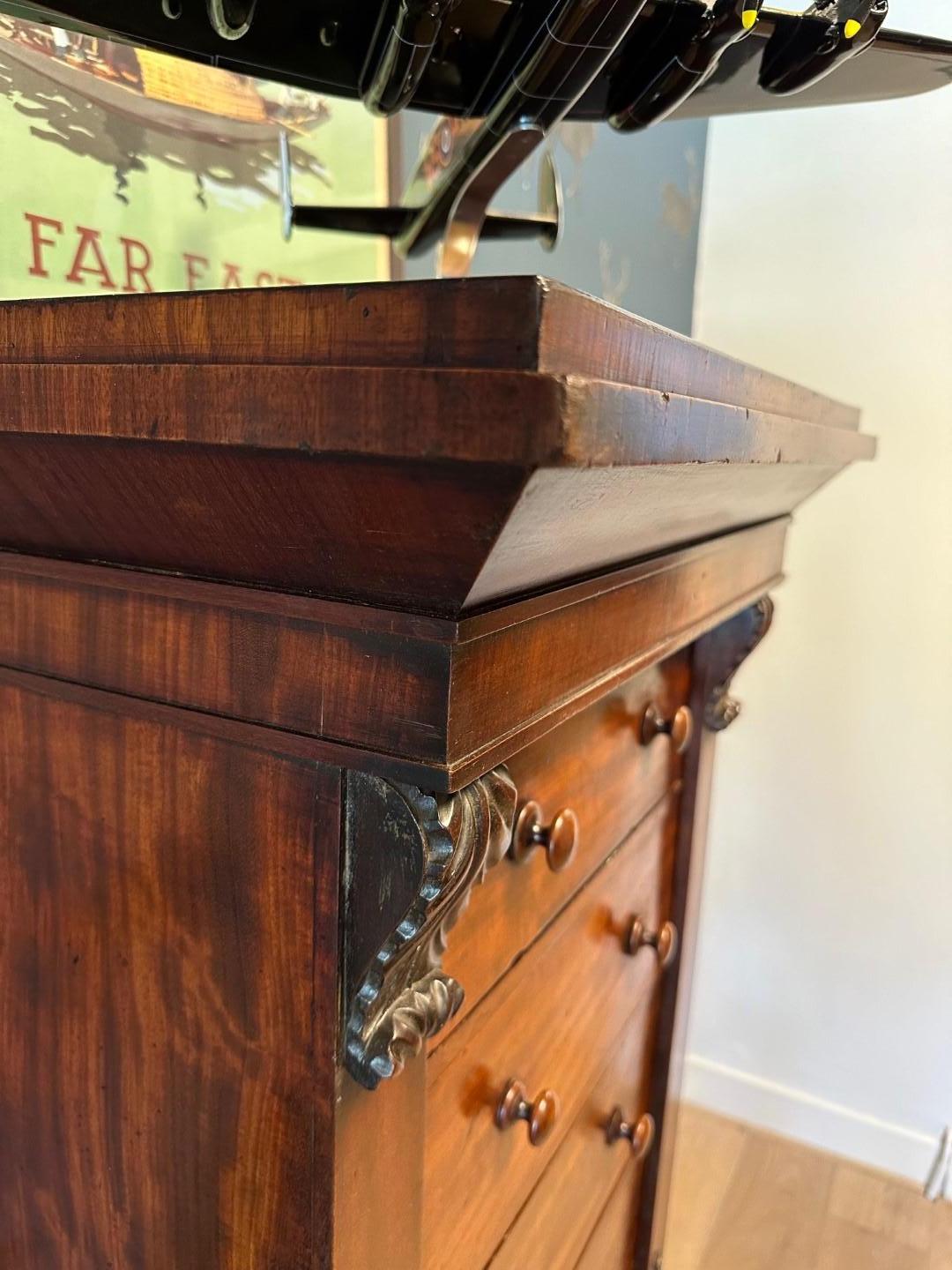 19th Century mahogany Wellington chest of drawers 4