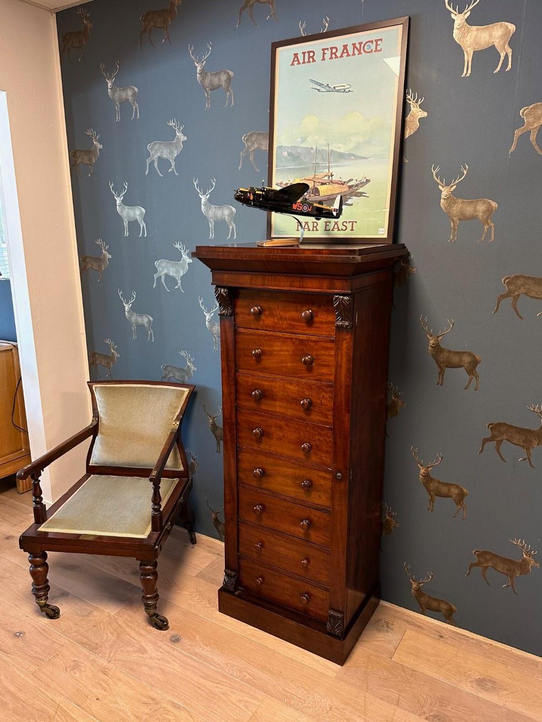19th Century mahogany Wellington chest of drawers 2