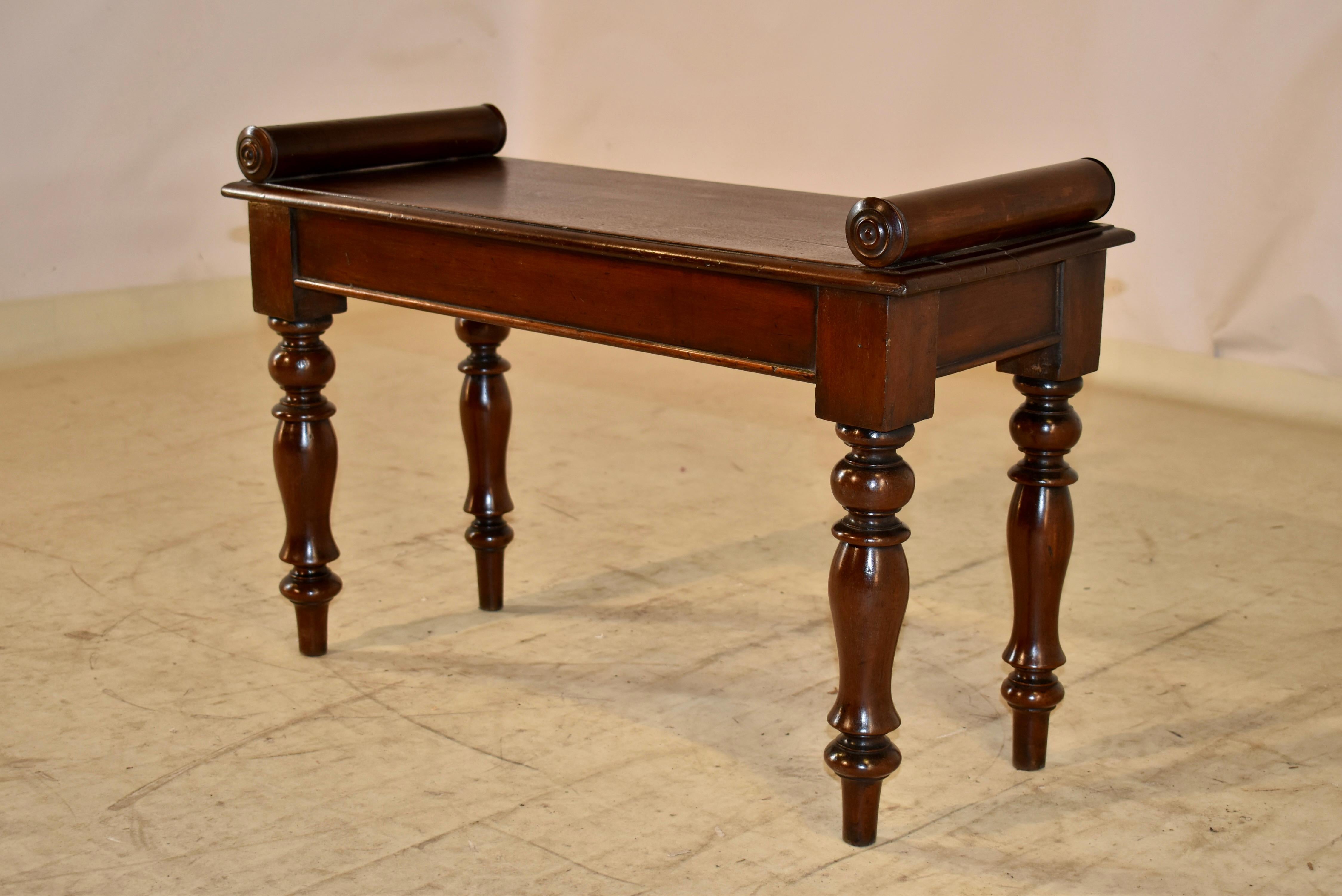 19th Century Mahogany Window Seat 1