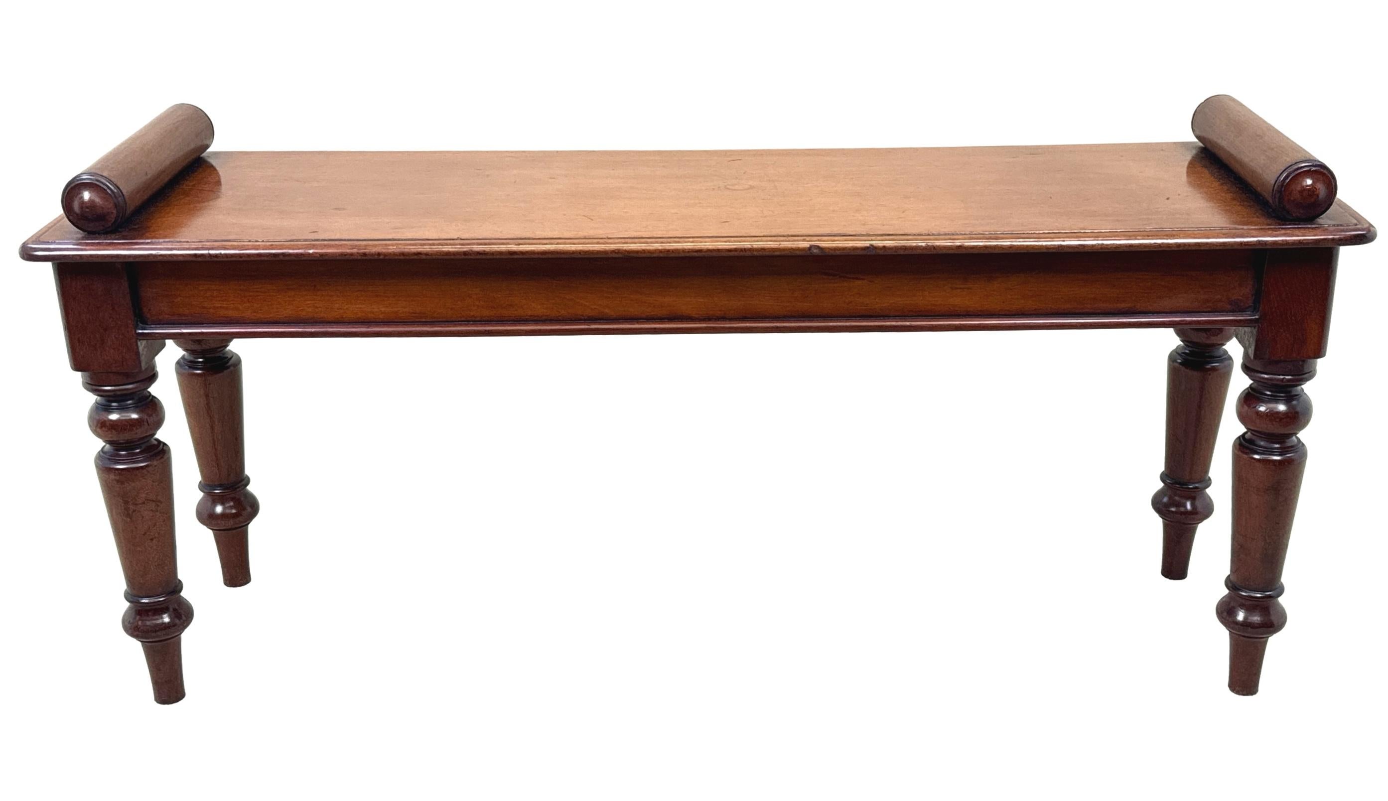 19th Century Mahogany Window Seat Hall Bench 5