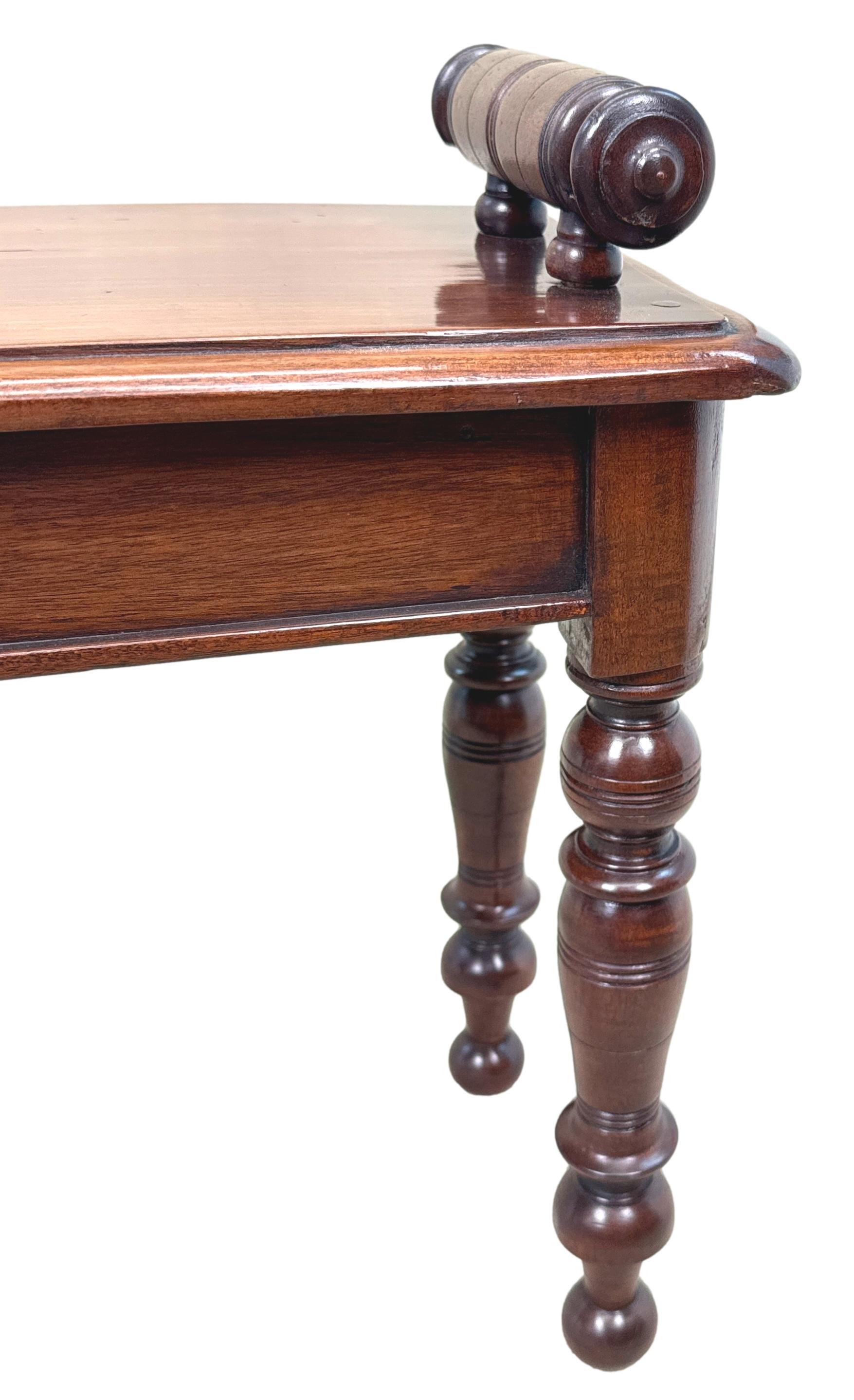 English 19th Century Mahogany Window Seat Hall Bench For Sale