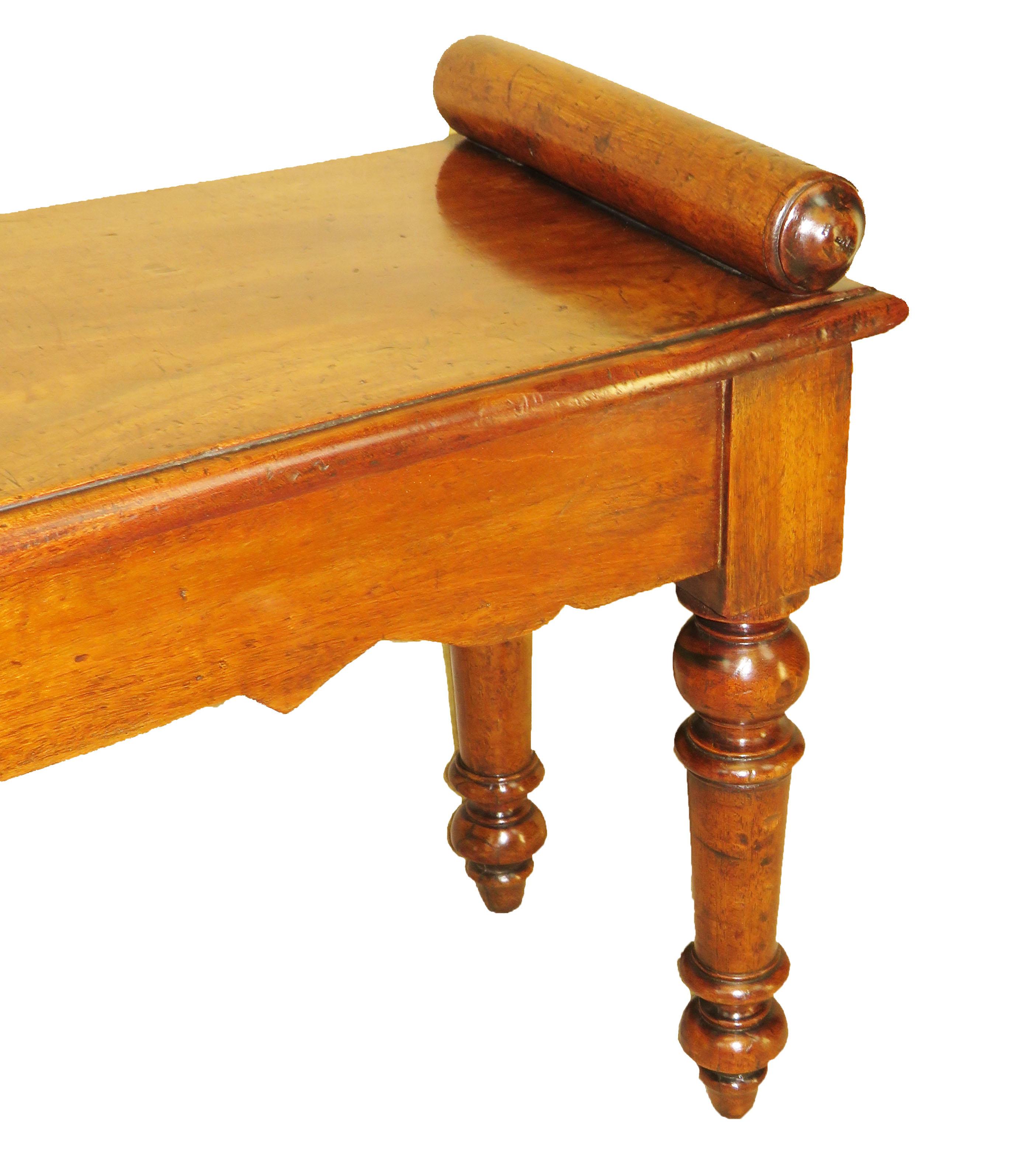 19th Century Mahogany Window Seat Hall Bench In Good Condition In Bedfordshire, GB