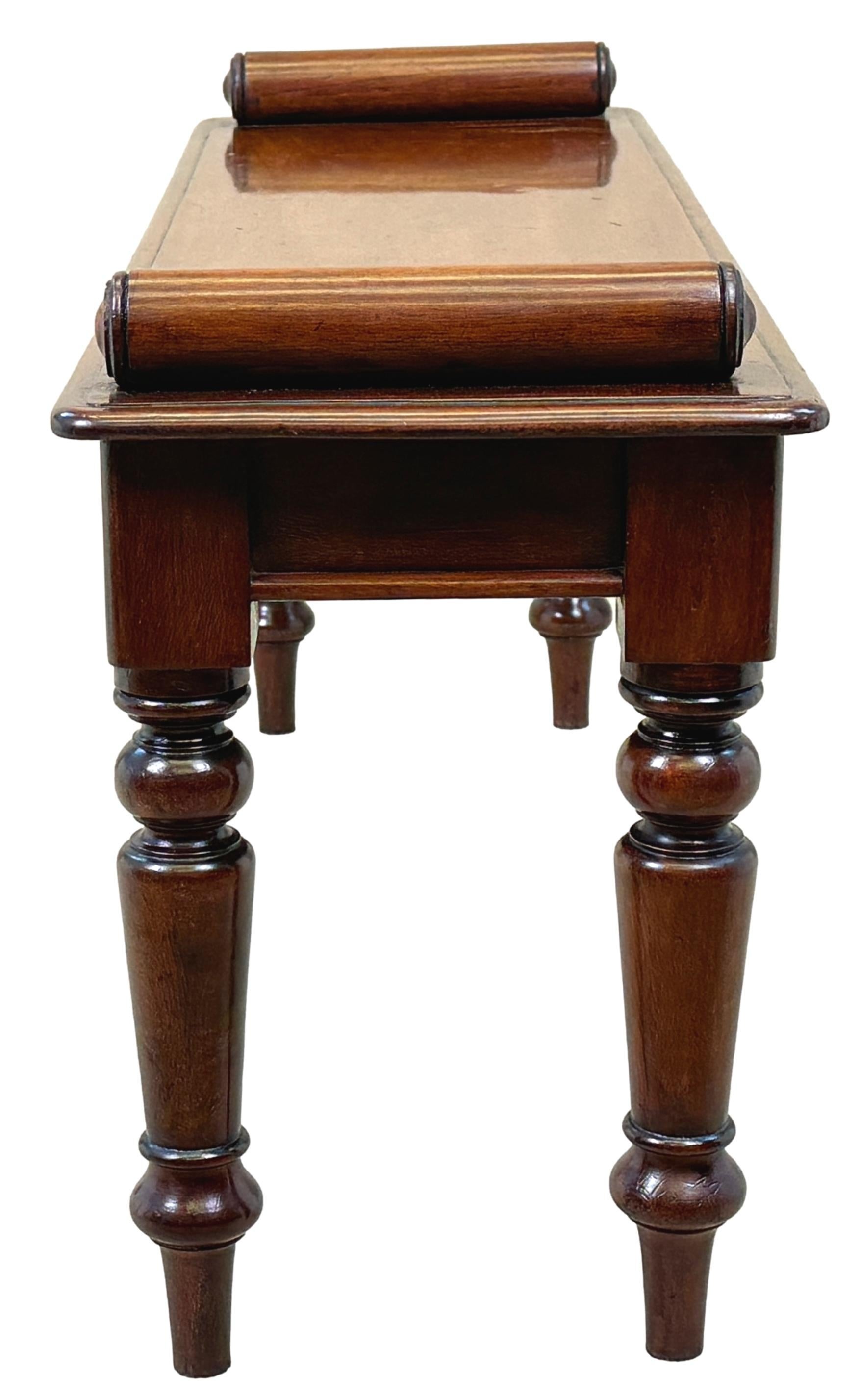 19th Century Mahogany Window Seat Hall Bench 1