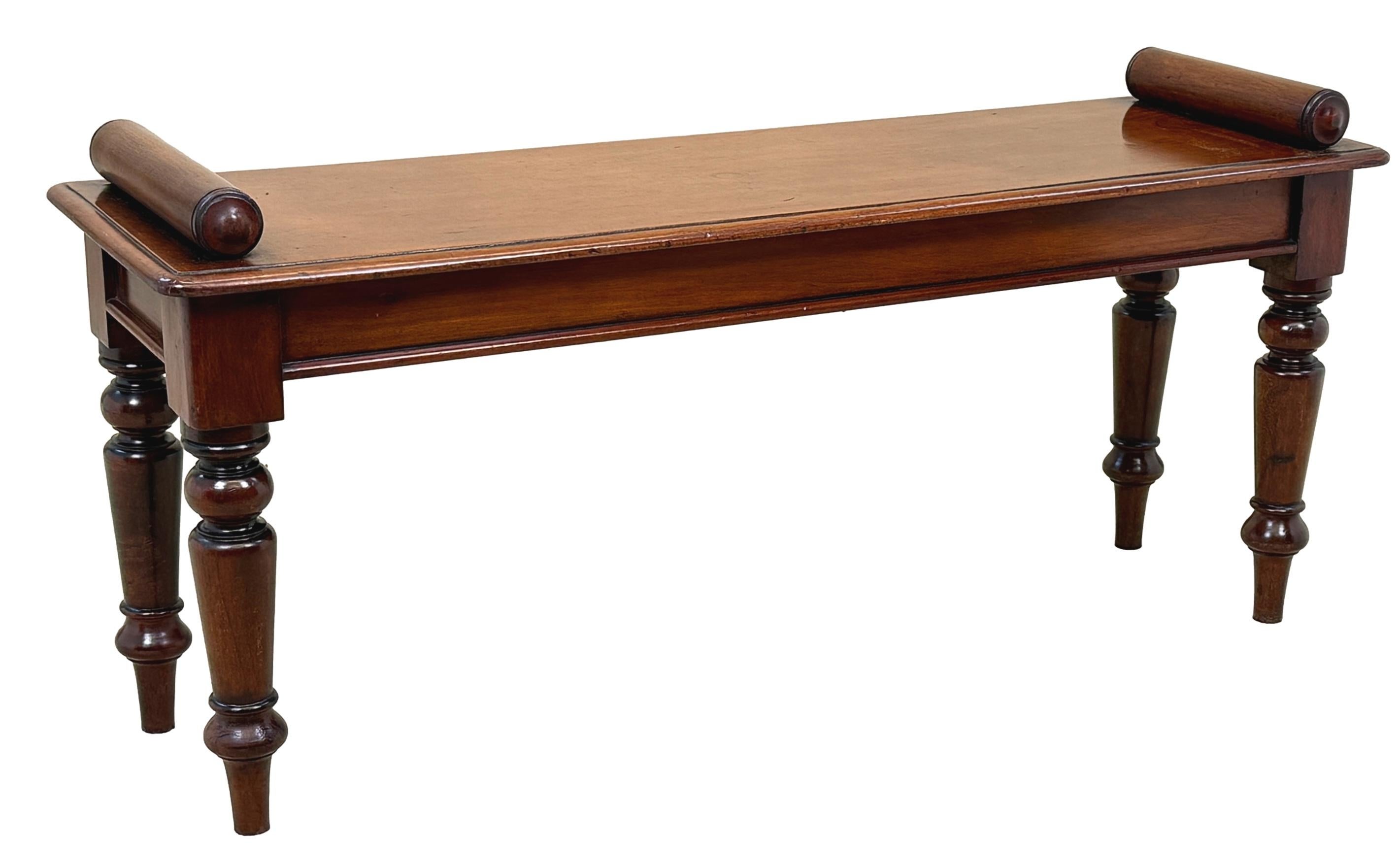 19th Century Mahogany Window Seat Hall Bench 2