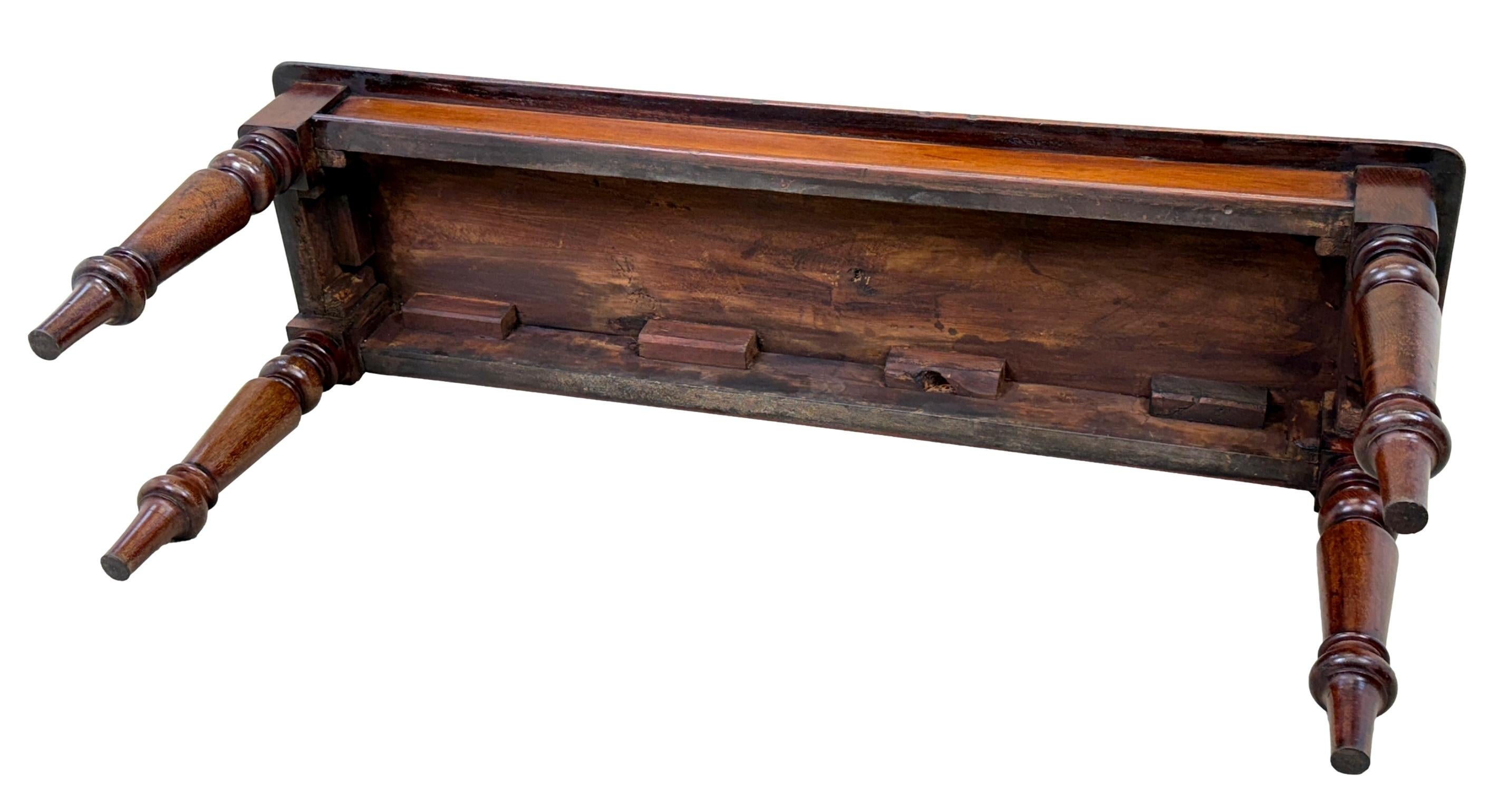 19th Century Mahogany Window Seat Hall Bench 4