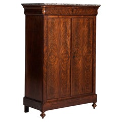 Armoire Biedermeier du XIXe siècle en acajou avec plateau en marbre