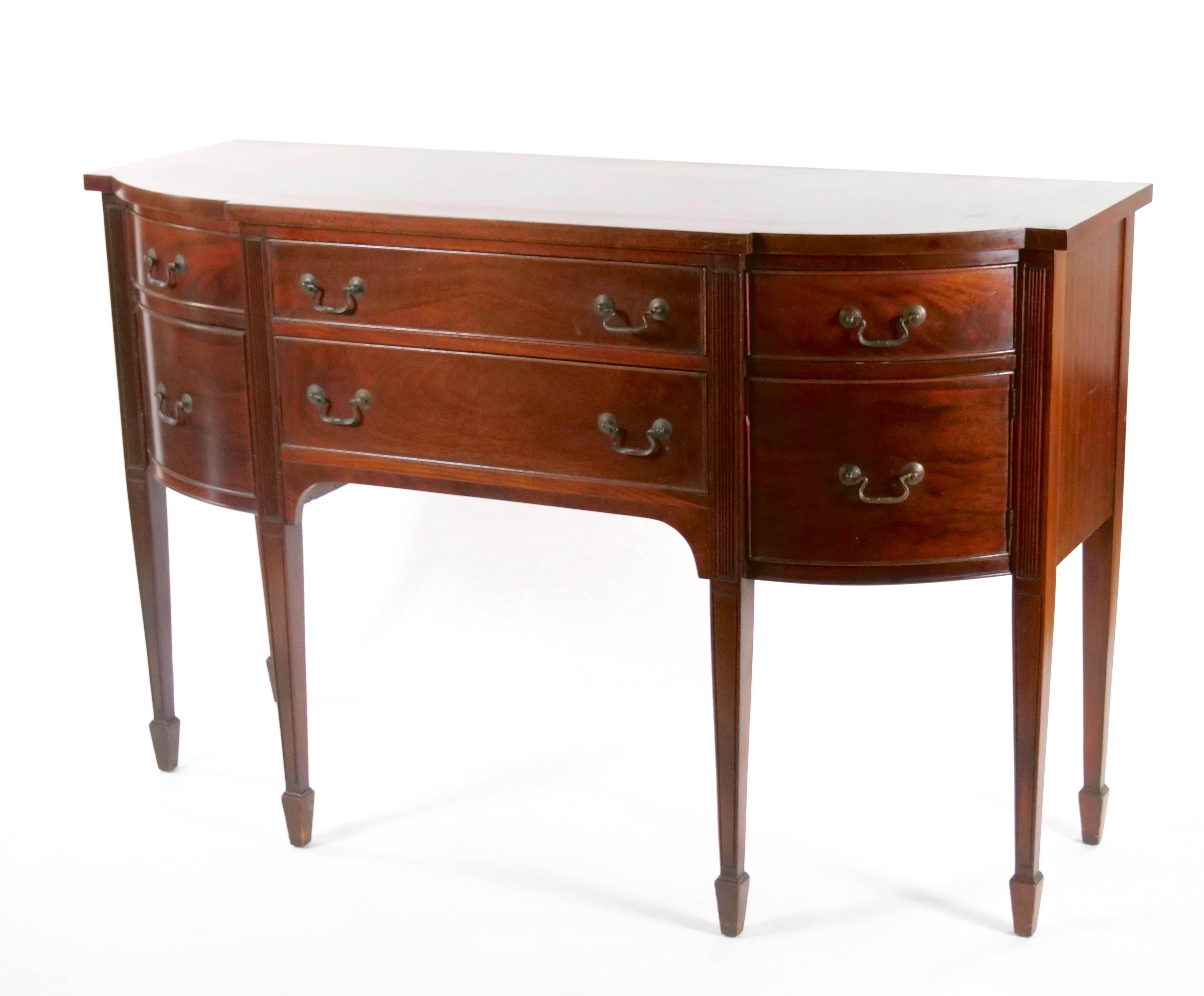 Hepplewhite 19th century Mahogany Wood Bow Front Buffet / Server  For Sale