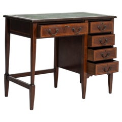 19th Century Mahogany Wood Edwardian Desk With Leather Top