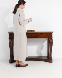 19th Century Mahogany Wood Empire Console Table With Marble Top