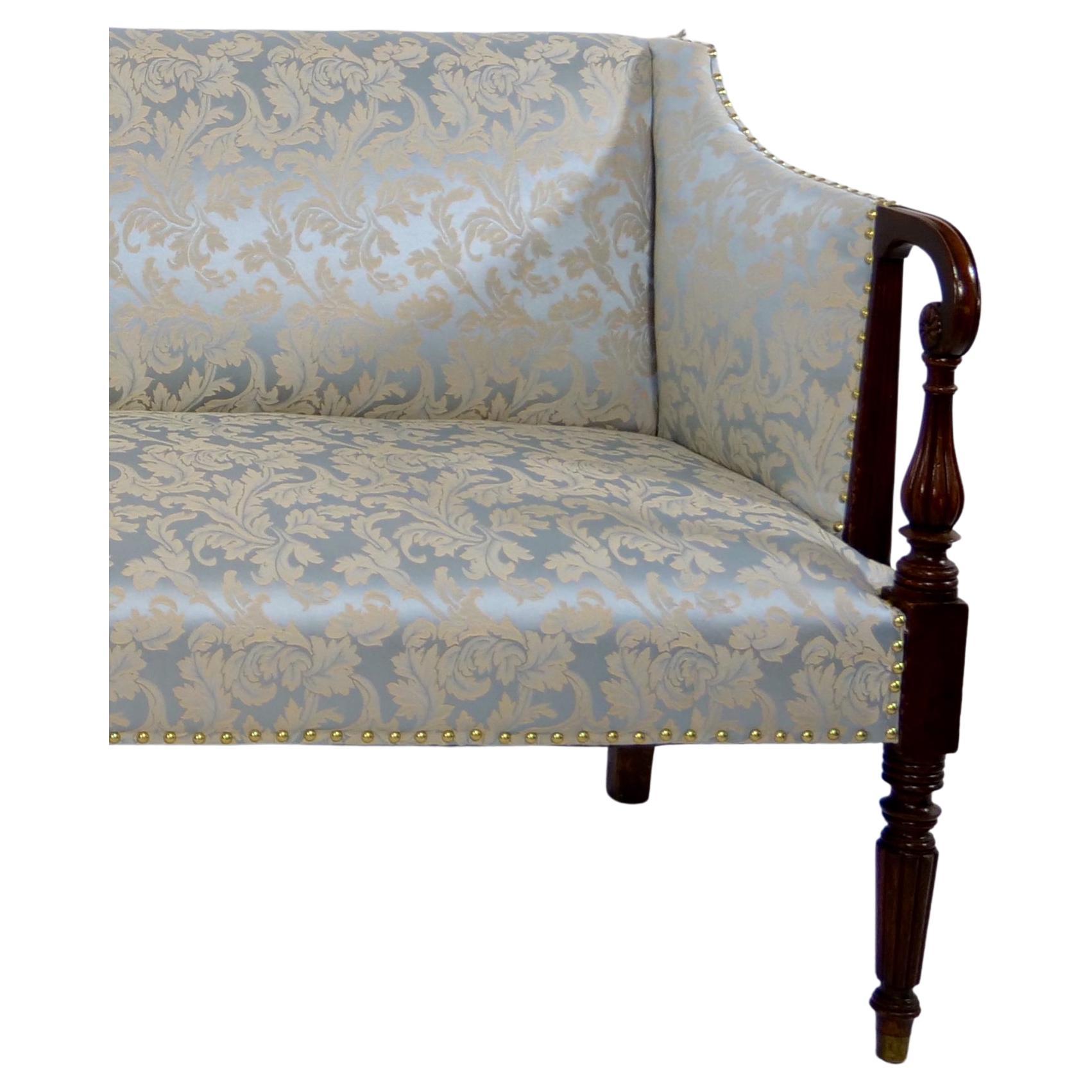 European 19th Century Mahogany Wood Federal Sheraton Style Sofa For Sale