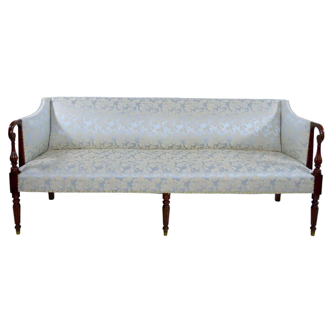 19th Century Mahogany Wood Federal Sheraton Style Sofa For Sale