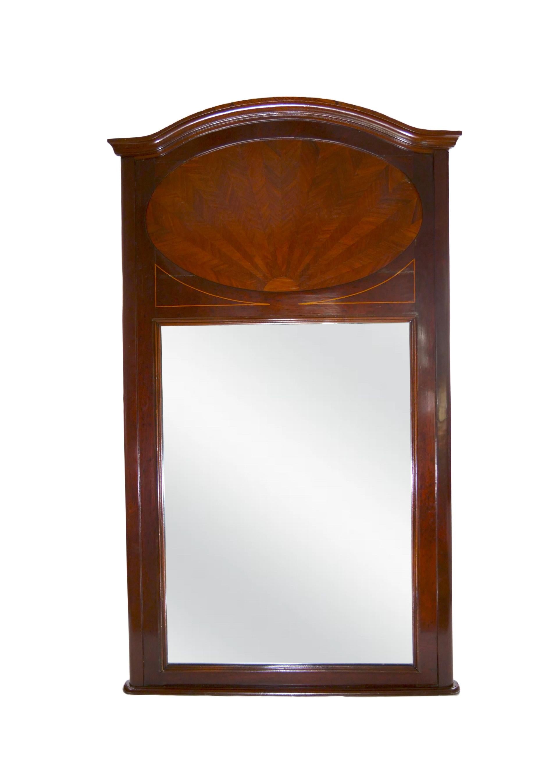 19th Century Mahogany Wood Frame Trumeau Mirror For Sale 6
