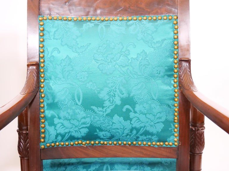 19th Century Mahogany Wood Framed / Upholstered Armchair Set For Sale