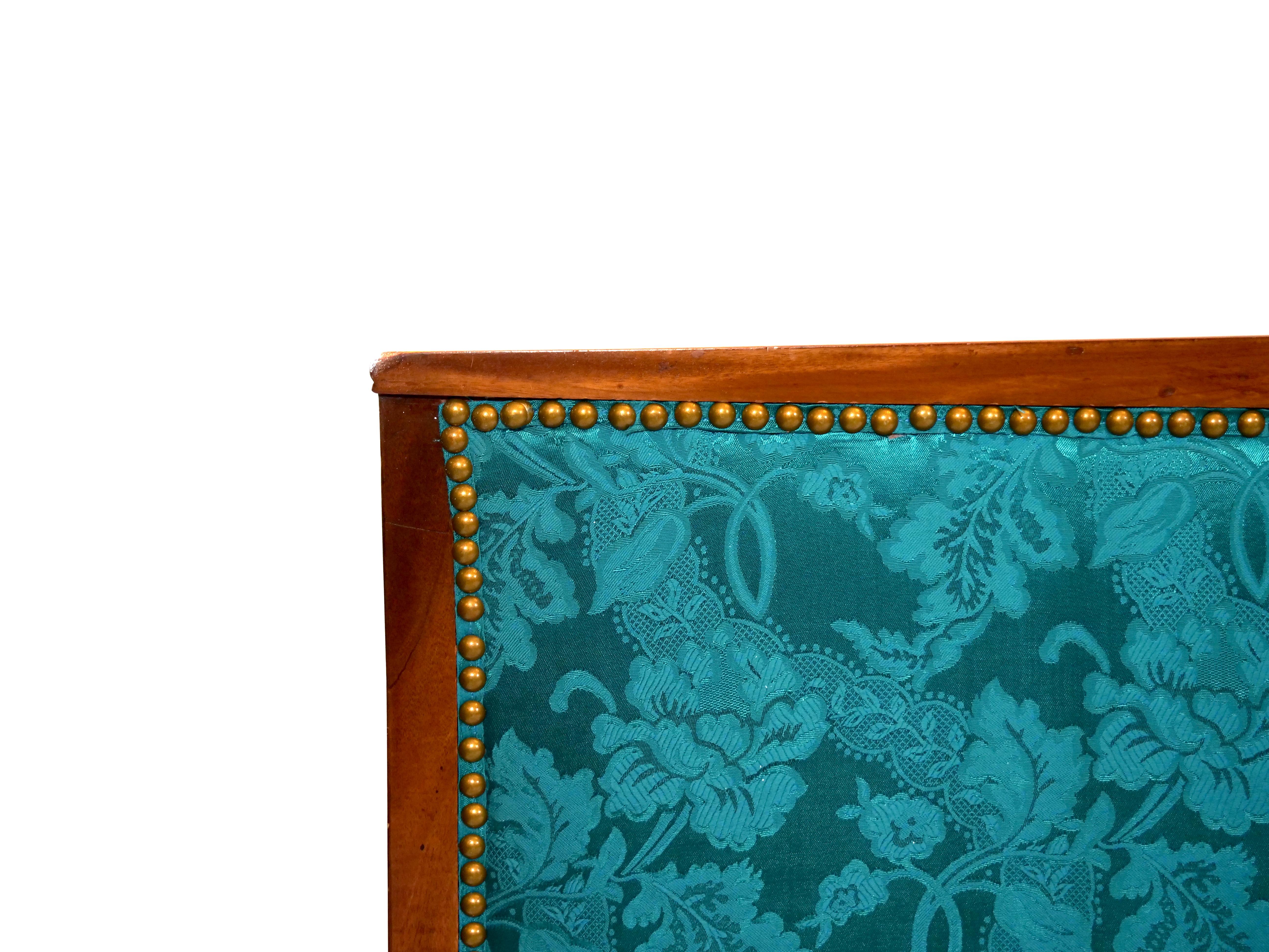 Hand-Carved 19th Century Mahogany Wood Framed / Upholstered Settee For Sale