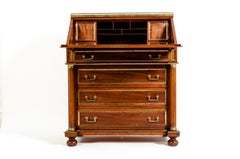 19th Century Mahogany Wood Gallery Top Drop Front Writing Desk