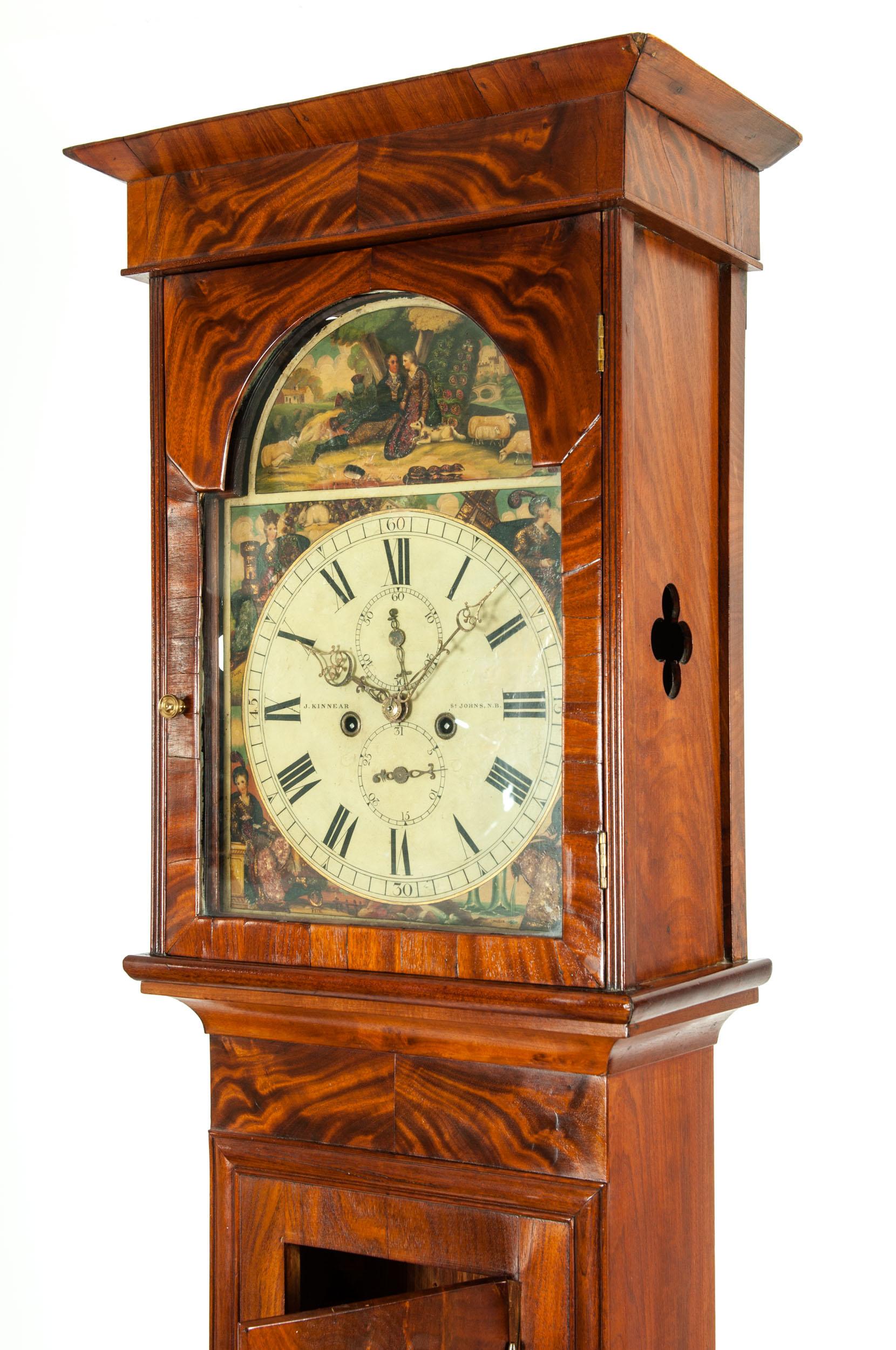 19th Century Mahogany Wood Long Case Clock For Sale 7