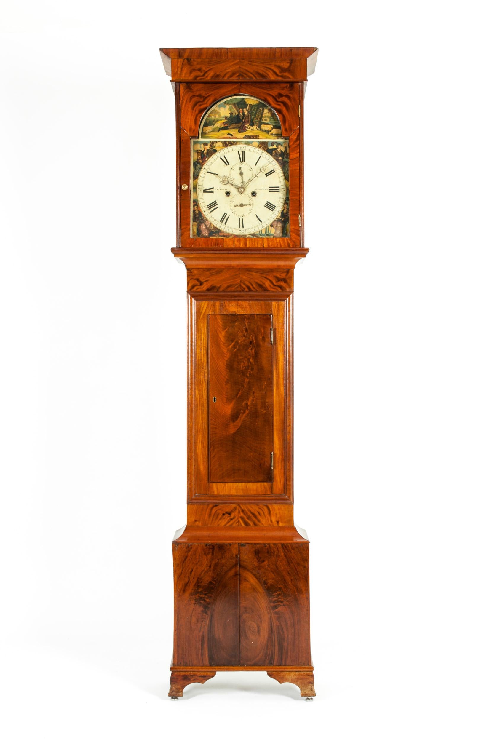 19th Century Mahogany Wood Long Case Clock For Sale 9