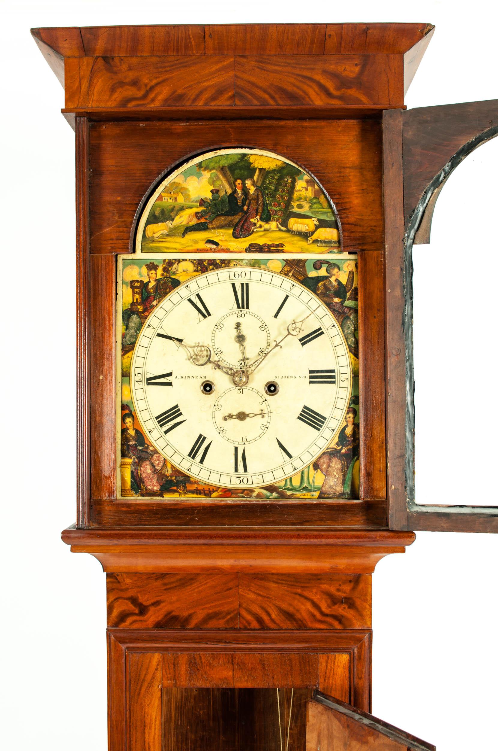 XIXe siècle horloge à long boîtier en bois d'acajou du 19e siècle en vente