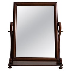 19th Century Mahogany Wood Louis Philippe Platform Mirror