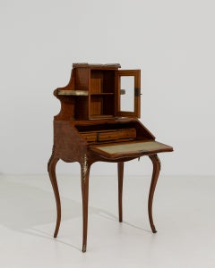19th Century Mahogany Wood Louis XV Secretary Desk With Brass Details