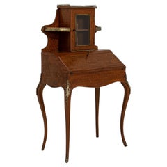 19th Century Mahogany Wood Louis XV Secretary Desk With Brass Details