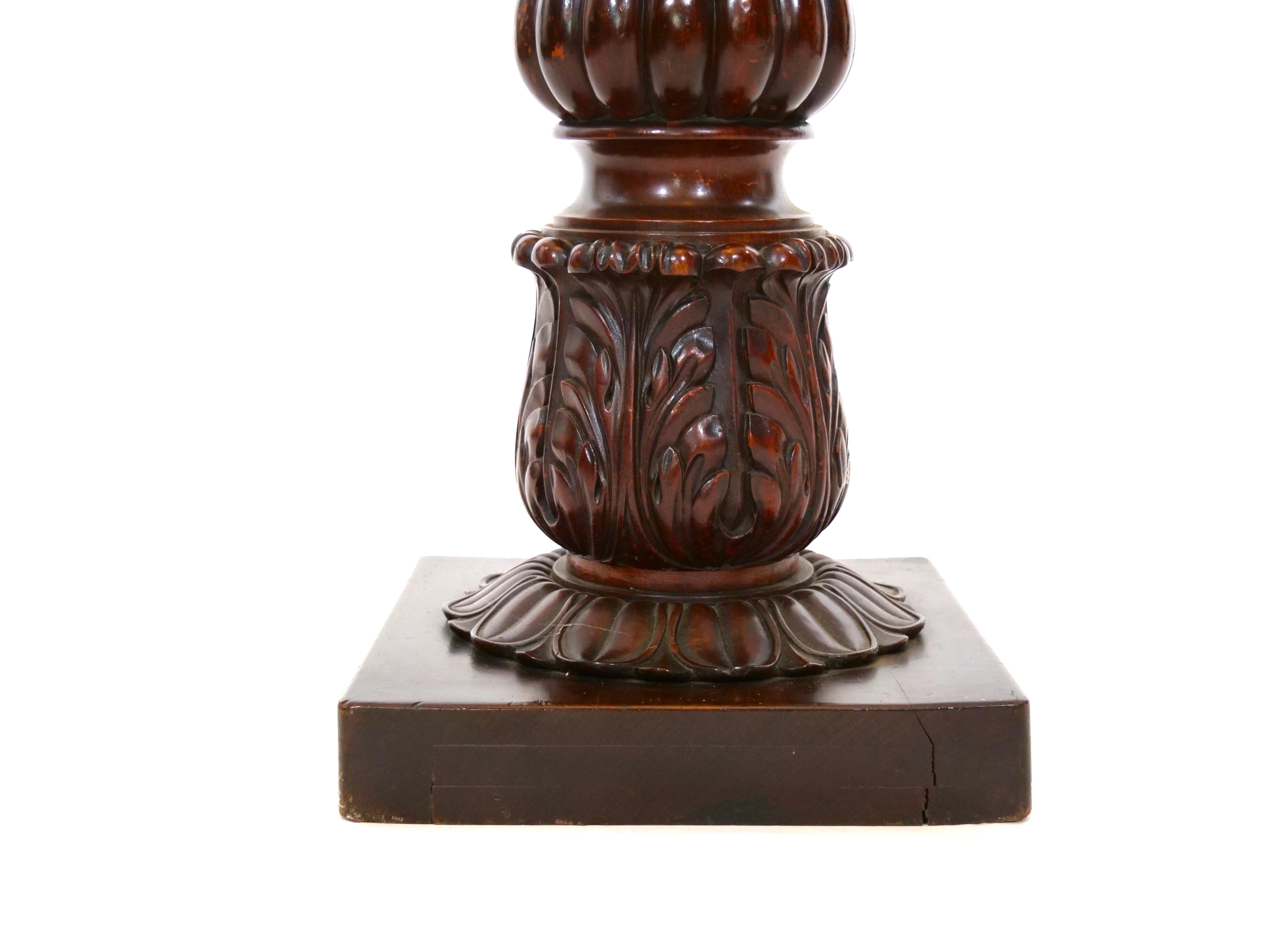 Hand-Carved 19th Century Mahogany Wood Pedestal Table For Sale