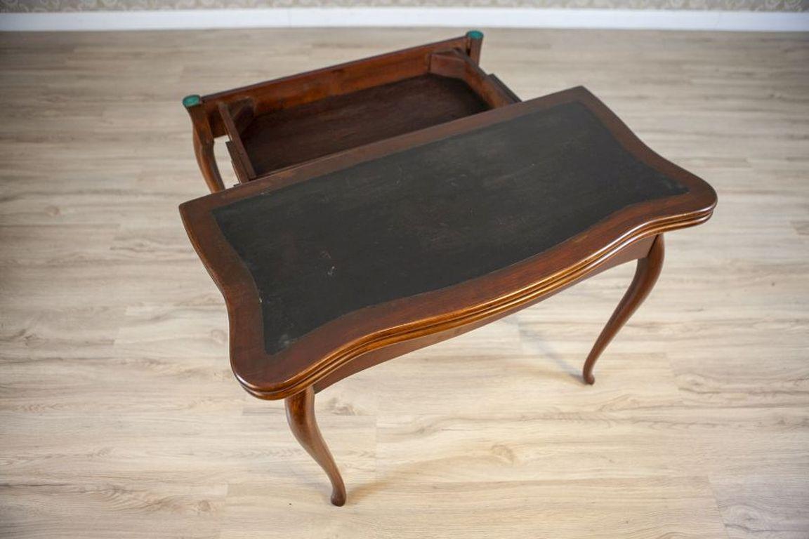 European 19th-Century Mahogany Wood & Veneer Card Table / Console Table For Sale