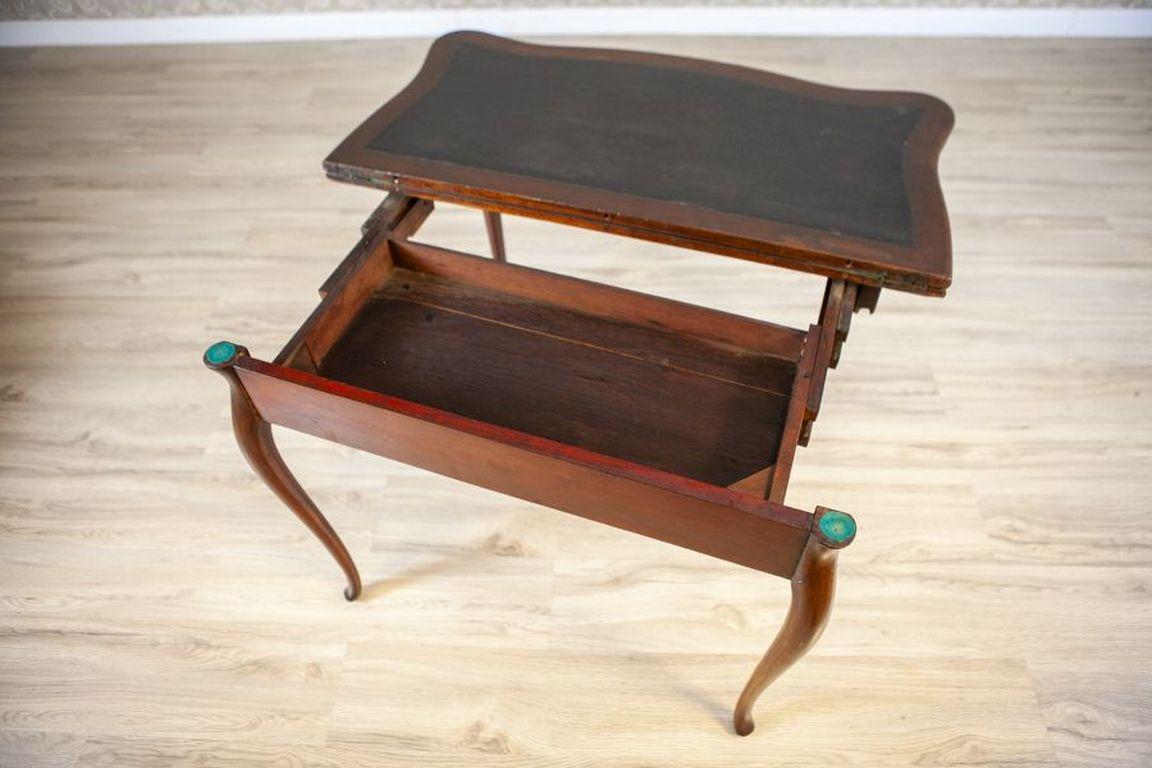 19th-Century Mahogany Wood & Veneer Card Table / Console Table In Good Condition For Sale In Opole, PL