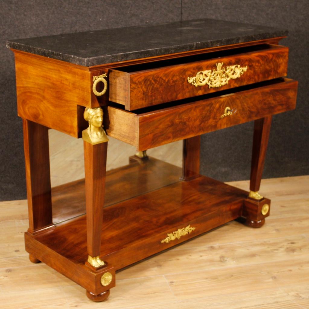 19th Century Mahogany Wood with Marble Top French Console, 1830 3
