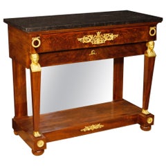 19th Century Mahogany Wood with Marble Top French Console, 1830